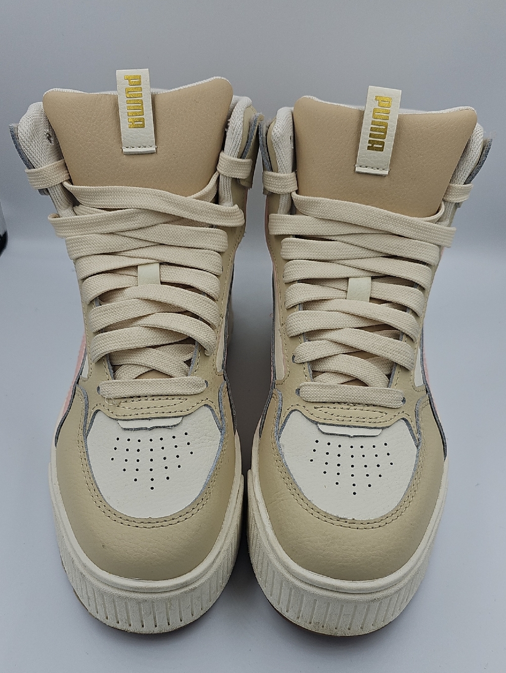 Puma Platform Beige and Cream High-Top Sneakers